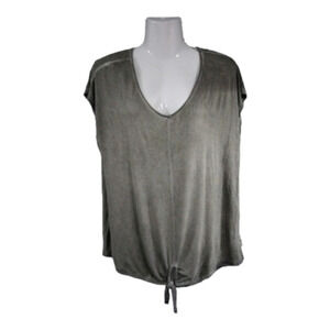 cable and gauge olive green knit cap sleeve tie bottom  size medium